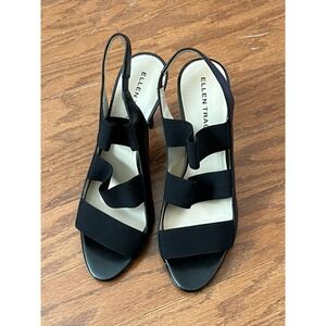 Women's Ellen Tracy Josie Leather Heels Sandals Sz 8.5 Slingback NEW with scuffs